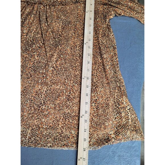 Rose + Olive Top Womens L Animal Print Smocked Lined Sheer Blouse - Picture 5 of 10